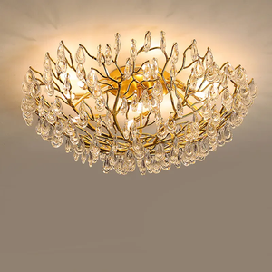 Grande suspension de plafond en laiton doré vintage nordique à LED pour salle à manger, salon, hôtel, <span class=keywords><strong>lustre</strong></span> moderne en cristal de luxe - Product Image 4