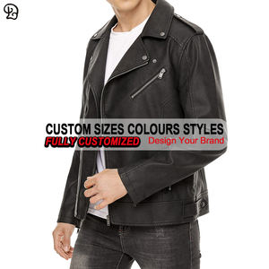 مخصص للرجال خمر سحاب غير متماثل Faux مصمم طية صدر دراجة نارية خريف شتاء ملابس الشارع للرجال - Product Image 5