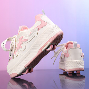 Patins à roulettes à quatre roues pour enfants, filles et garçons, avec roues cachées, patins à roulettes pour garçons, pour étudiants, roues en PU pour roller <span class=keywords><strong>derby</strong></span> - Product Image 4