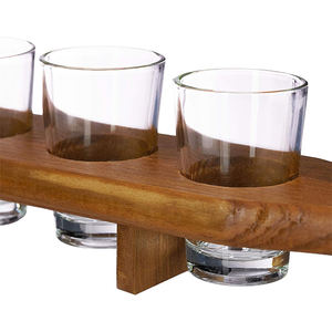Bandeja de soporte de vaso de chupito de madera con 6 vasos de chupito de vuelo de <span class=keywords><strong>cerveza</strong></span>, <span class=keywords><strong>Kit</strong></span> para 5oz de onza de muestra de degustación de <span class=keywords><strong>cerveza</strong></span>, accesorios para vasos - Product Image 4