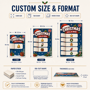 Factory Custom Digital Printing Patterns Christmas Theme Double Sided Five Windows Pull Tab Card Instant Prize Tear Tickets - Product Image 4