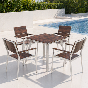 Muebles de Patio Comerciales Modernos y Duraderos, Mesa de Té Cuadrada para Exteriores, Juego de Jardín para <span class=keywords><strong>Hotel</strong></span> o Villa - Product Image 2