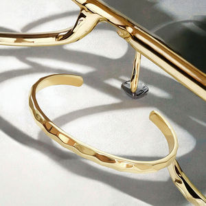 Bracelets ouverts ajustables pour femmes, motif losange minimaliste, forme en C, en acier inoxydable, bijoux tendance - Product Image 3