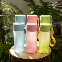 Bouteille d'eau sport en Tritan givré sans BPA avec sangle 600ml/760ml, portable et anti-fuite pour le camping en plein air et la salle de sport