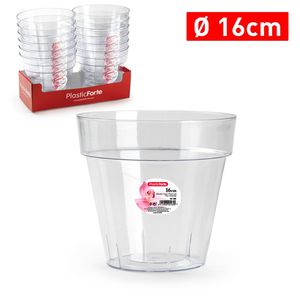 Vaso per Piante PlasticForte 16 Cm Trasparente Durevole Riutilizzabile per Conservazione Domestica - Product Image 1