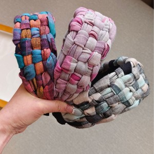 ファッションホットセール虹揚げ生地ツイストヘアバンドハイグレード女性用ハイヘッドトップワイドエッジヘッドバンド - Product Image 2
