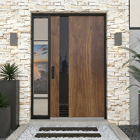 Porte d'entrée double à isolation thermique en acier inoxydable, finition moderne, pour hôtel, design d'entrée grandiose
