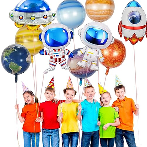 Balon Astronot Grosir Bentuk Roket Astronot Dekorasi Pesta Ulang Tahun Bertema Luar Angkasa Balon Piring Terbang Berbahan Aluminium - Product Image 2
