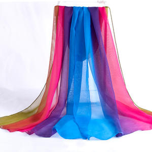 Écharpes dégradées de printemps et d'été Écharpes en gaze fine <span class=keywords><strong>Georgette</strong></span> Écharpes de danse corporelle Couleur assortie Écharpe de longueur moyenne - Product Image 3