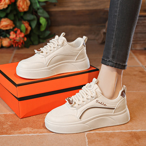 Zapatillas Deportivas Casuales de Mujer con Cordones Blancas de Suela Gruesa, Novedad Primavera 2026, Parte Superior Sintética, Cómodas y Duraderas, Combinan con Todo - Product Image 2