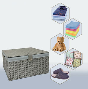 Newly designed Grey Resin Woven <b>Basket</b> Storage <b>Hamper</b> Woven <b>Basket</b> woven plastic storage <b>basket</b> <b>with</b> <b>Lid</b> Lock - Product Image 5