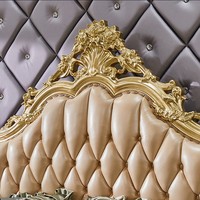 Lit double et lit de princesse en bois massif et cuir sculpté, design nordique, 1,5m/1,8m/2m, doré, pour chambre principale, mobilier de mariage