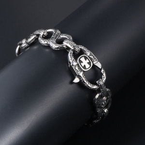 Pulsera de Acero de Titanio con Diseño de Ocho y Cruz, Estilo Punk Europeo, Joyería de Moda para Hombre CE147 - Product Image 3