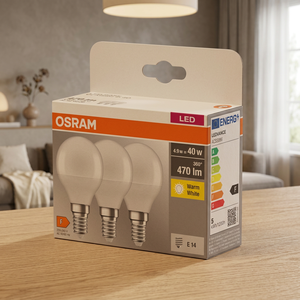 Confezione da 3 Lampade Sferiche LED Satinate Attacco E14 4.9W 2700K 470 lm Angolo di Illuminazione 150° (4058075090507) - Product Image 3