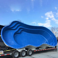 Ovaler Familien-Schwimmbecken aus Fiberglas, 1,5 Meter Tiefe, für Einbau oder Aufstellung, Outdoor-Schwimmbad für Erwachsene