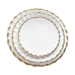 Ensemble d'assiettes et de bols en porcelaine <span class=keywords><strong>chic</strong></span> et moderne à bord doré Approvisionnement d'usine sûr pour la maison Hôtel Ensemble de vaisselle élégant en gros - Product Image 3