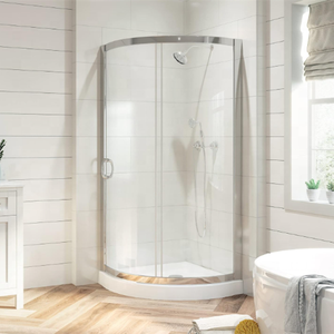 Oumeiga 90X90X195 cm Écran de <span class=keywords><strong>douche</strong></span> arrondi sans cadre Quadrant Cabines de <span class=keywords><strong>douche</strong></span> 900mm pour installation en coin - Product Image 4