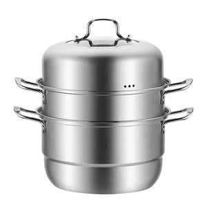 Stainless Steel Three Layer <b>Steamer</b> 28cm With Lid Household Steam Pot For Cooking And Serving - Product Image 1