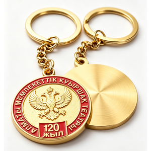 Custom 120th Anniversary Zinc Alloy Hard Enamel UV Printing Gold Plated Double-Headed Eagle Commemorative Keychain <b>Brushed</b> <b>Back</b> - Product Image 5