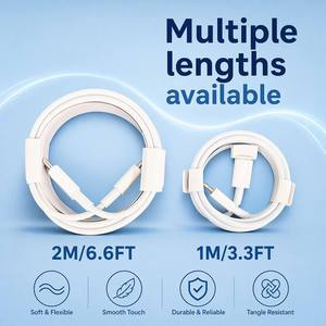 Cargador de Alta Calidad de 20W Tipo C a Lightning de Carga Rápida Cable Blanco de TPE USB de 3 pies y 6 pies para Phone 14, 13, 12, 11 Pro Max - Product Image 3