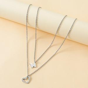 ชุดสร้อยคอสแตนเลสแม่ลูกใหม่,การ์ดกระดาษคราฟท์ชุดสร้อยคอรูปหัวใจและผีเสื้อสำหรับผู้หญิง - Product Image 4