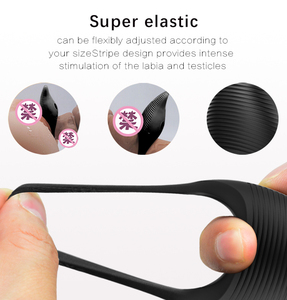 Dropshippingデュアルヘッドシリコーン男性の遅延射精ペニスリング電気振動コックリング刺激装置乳首クリット用 - Product Image 5
