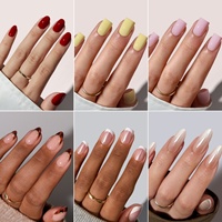 Uñas Postizas Personalizadas con Logotipo, Cortas, Almendradas, Cuadradas, de Gel Suave, Hechas a Mano, con Punta Francesa, Kit de Uñas Postizas en Gel