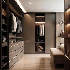 Armoire de dressing sur mesure de style italien, nouveau design, avec cadre <span class=keywords><strong>métallique</strong></span> et porte vitrée, pour dressing intégré - Product Image 2