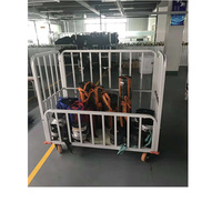 Chariot de manutention pliable à quatre roues pour entrepôt et logistique, avec cadre en tuyaux galvanisés, pour le transport de cages et de matériel