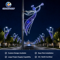 Décoration lumineuse de Noël 2D à LED pour l'extérieur et motif lumineux 3D suspendu pour la rue