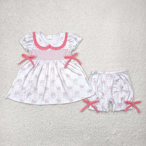 Ensemble de vêtements d'été pour filles avec short rose à imprimé feuilles - Product Image 5