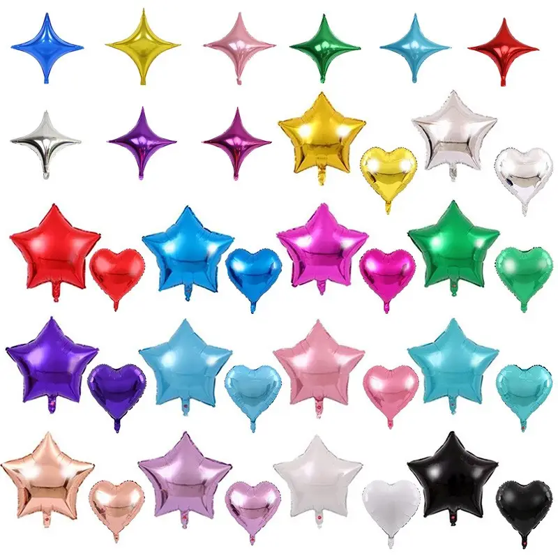 Factory Direct Sale 10 Inch Small Four Pointed Star Aluminum Foil Balloon Birthday Wedding Holiday Party Decoration