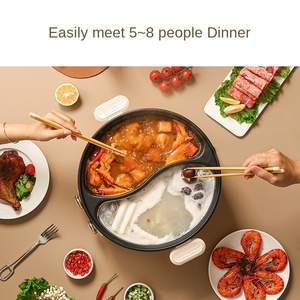 Marmite électrique multifonctionnelle, cuisinière électrique 3L avec double pot antiadhésif en céramique, pour soupe, steak, pâtes, nouilles, shabu - Product Image 5