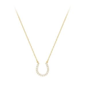 사용자 정의 승마 보석 925 스털링 실버 14K 골드 도금 지르콘 우아한 말굽 펜던트 목걸이 - Product Image 1