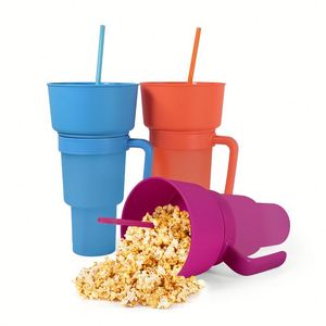 Nuevo Vaso de Plástico de 32 oz para Estadio con Asa, Bandeja para Snacks, Tazón y Pajita para Palomitas, Papas Fritas y Refrescos - Product Image 3