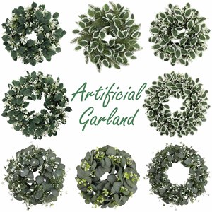 Artificial Eucalyptus Wreath Natural <b>Green</b> Foliage <b>Garland</b> Decor For Home Dining Table Holiday Party Tabletop Ornament - Product Image 2