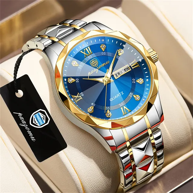 PENGAGAR Luxury Fashion Man Clock Top Business Waterproof Luminous Date Week Men's Watches Quartz Stainless Steel Men Wristwatch