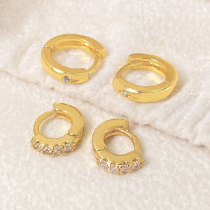 ต่างหูห่วงทองเหลืองประดับเพชรซิคอน ZC ทันสมัยสำหรับผู้หญิง งานปาร์ตี้ งานแต่งงาน ของขวัญ ชุบทอง 18K - Product Image 3