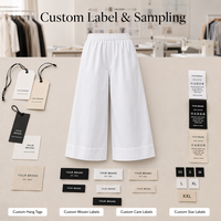 Pantalon court blanc ample pour femme, taille élastique, ourlet retroussé, poches, décontracté, usage quotidien, étiquettes personnalisées OEM, vente en gros