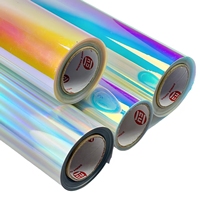 Roll Vinyl Holografik Iridescent Perekat Sendiri yang Dapat Dicetak, Biru Merah Laser Pelangi Film Chrome untuk Printer Inkjet