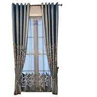 Rideau Occultant Nordique Simple et Creux en Voile Brodé de Flanellette pour le Salon