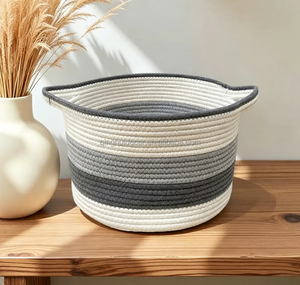 <span class=keywords><strong>Cesta</strong></span> Tejida Suave Hecha en Fábrica para Almacenamiento, Cuerda <span class=keywords><strong>de</strong></span> Algodón para Decoración del Hogar y Almacenamiento - Product Image 2