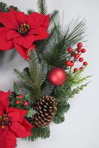 Guirlande de Noël artificielle de haute qualité, personnalisée, à suspendre à la porte, 24 pouces, décoration de la maison, guirlande ronde, cadeau - Product Image 5