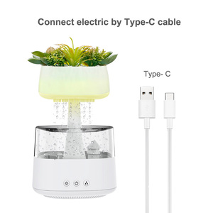 Nhà thông minh doecor <span class=keywords><strong>DIY</strong></span> hương thơm tinh dầu phun khuếch tán 7 màu sắc dẫn ánh sáng Máy tạo độ ẩm không khí nhân tạo cây mọng nước - Product Image 3