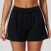 Shorts décontractés pour femmes, en molleton bouclette, avec bande latérale contrastante, taille élastique, coupe ample, avec poches, vente en gros OEM