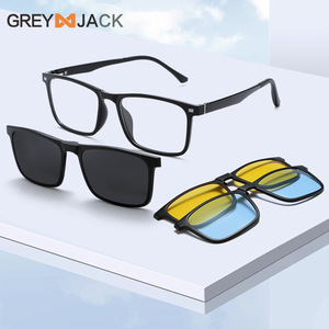 Lunettes de soleil Greyjack à monture carrée en TR90, unisexes, avec verres magnétiques interchangeables, polarisées, protection UV - Product Image 2