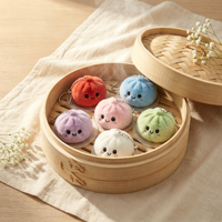 Peluche Kawaii en forme de boulette de riz vapeur de 10 cm, jouet à presser, porte-clés alimentaire simulé, breloque de sac Bao, jouet anti-stress