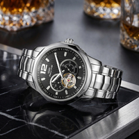1 pièce, possibilité de personnaliser le logo, marque privée, montre mécanique automatique de luxe avec tourbillon squelette, pour homme