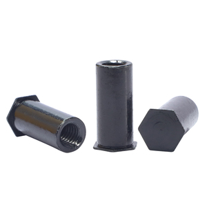 Separadores roscados de acero al carbono con óxido negro, cabeza hexagonal, sin rosca exterior, tipo remache, M3 M4 M5 M6, extremo cerrado, de ajuste a presión - Product Image 1