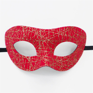 <span class=keywords><strong>Máscara</strong></span> de media cara de PVC con lámina dorada y parte superior plana, para disfraces, bailes, carnavales y fiestas nocturnas - Product Image 1